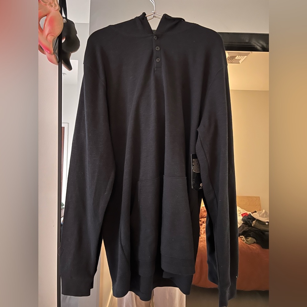 Mens thermal henley hoodie